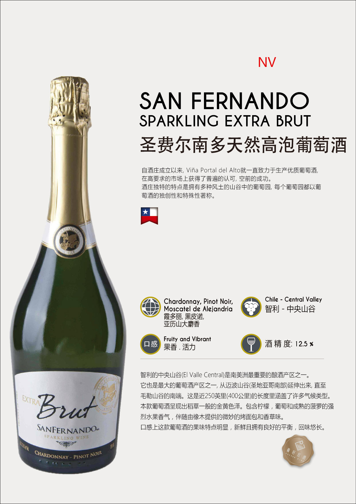 圣费尔南多赤霞珠干红葡萄酒 sanfernando cabernet sauvignon 中央